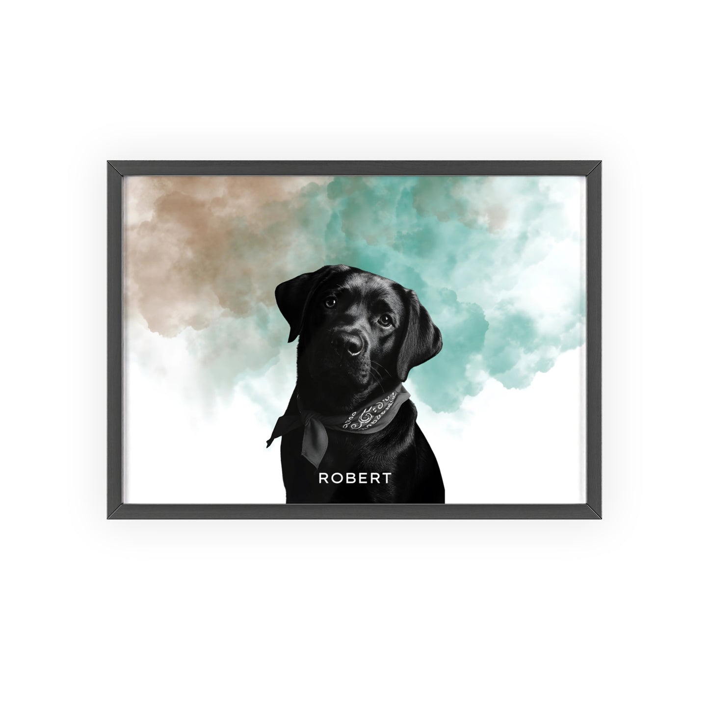 Custom Pet Portrait Poster with Wooden Frame