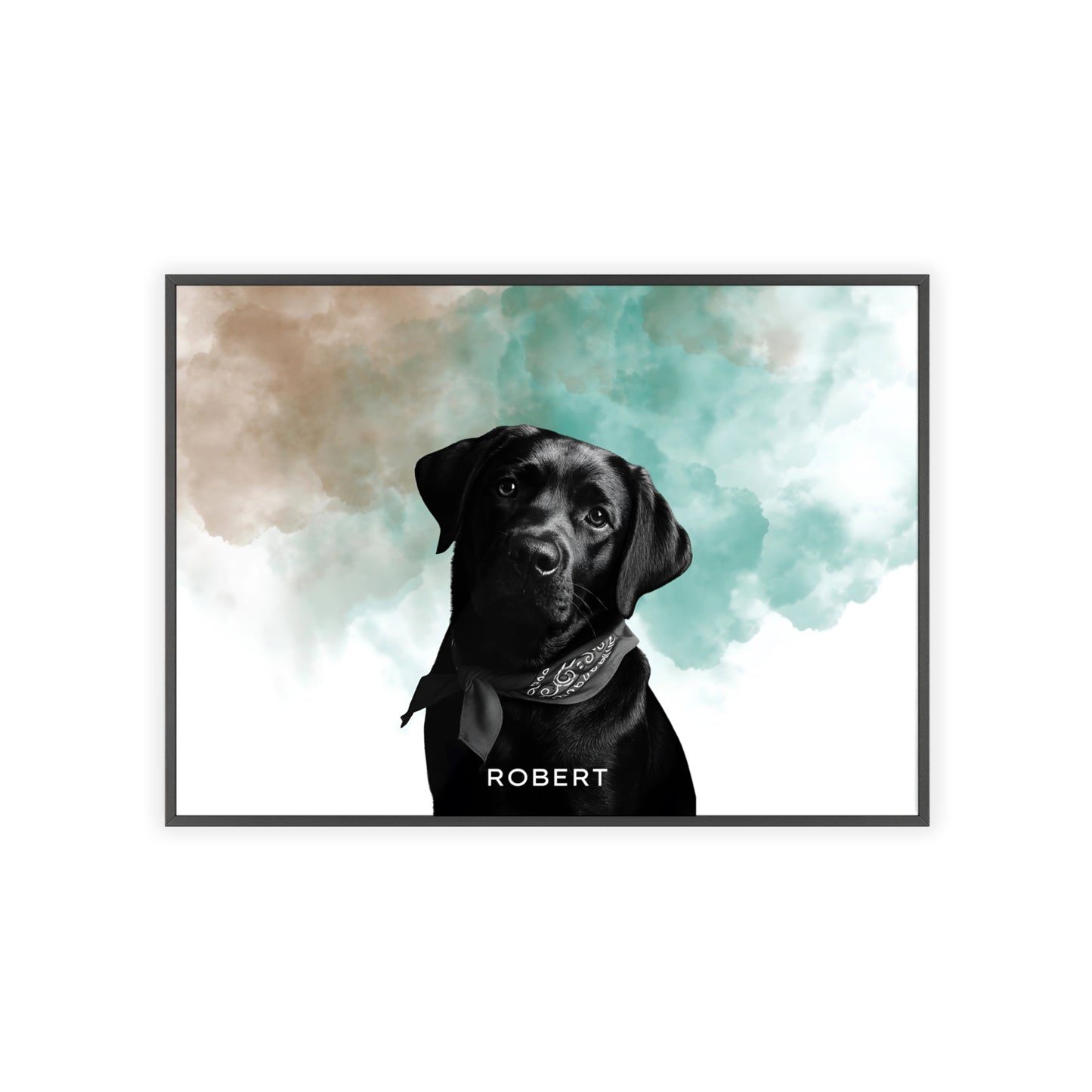 Custom Pet Portrait Poster with Wooden Frame