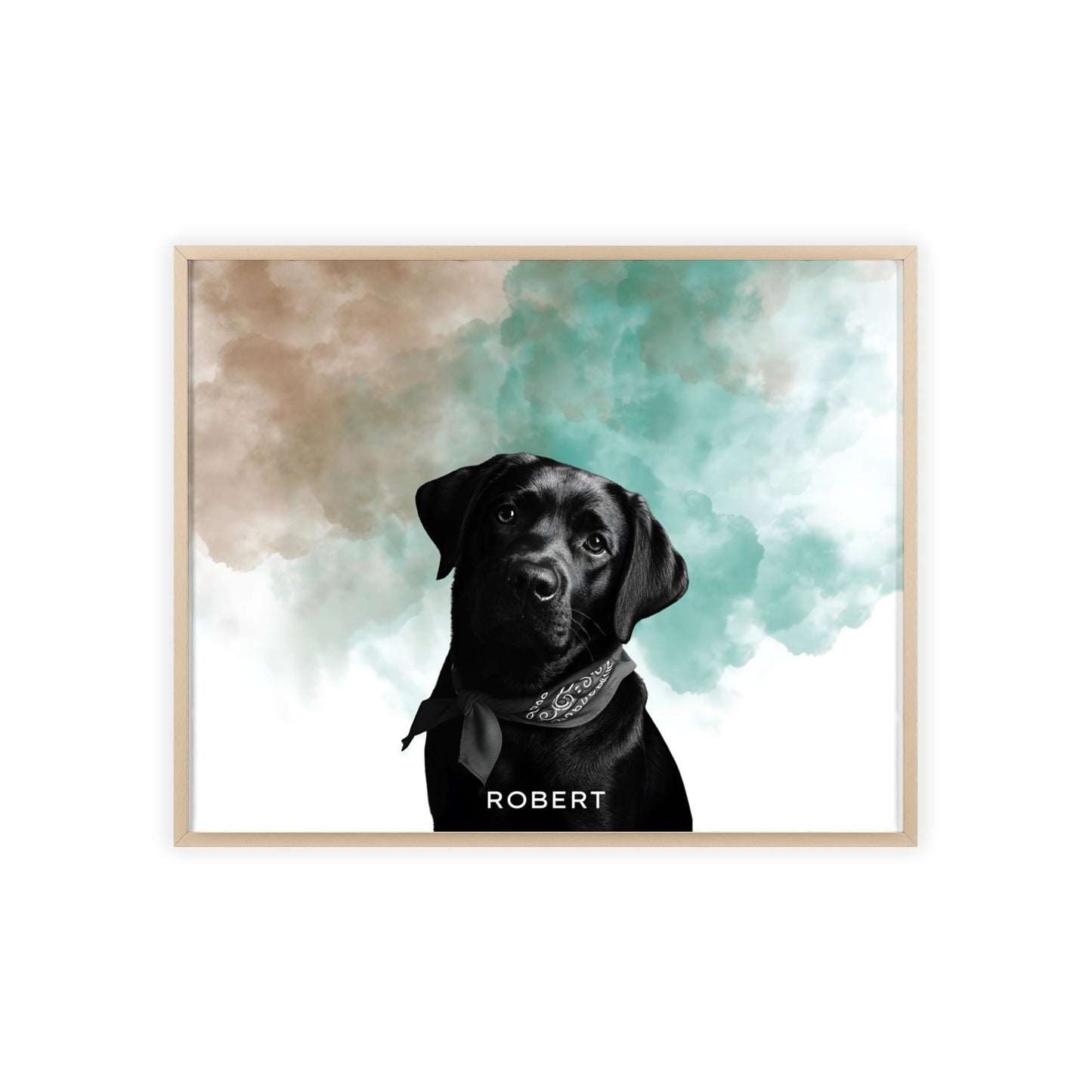 Custom Pet Portrait Poster with Wooden Frame