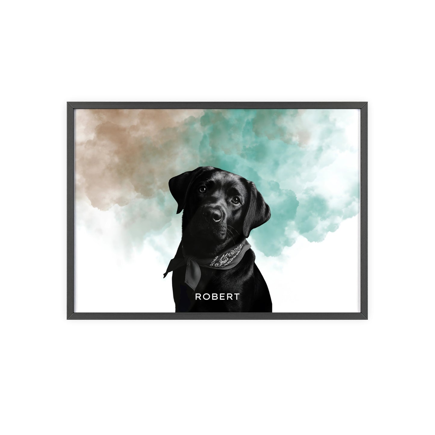 Custom Pet Portrait Poster with Wooden Frame