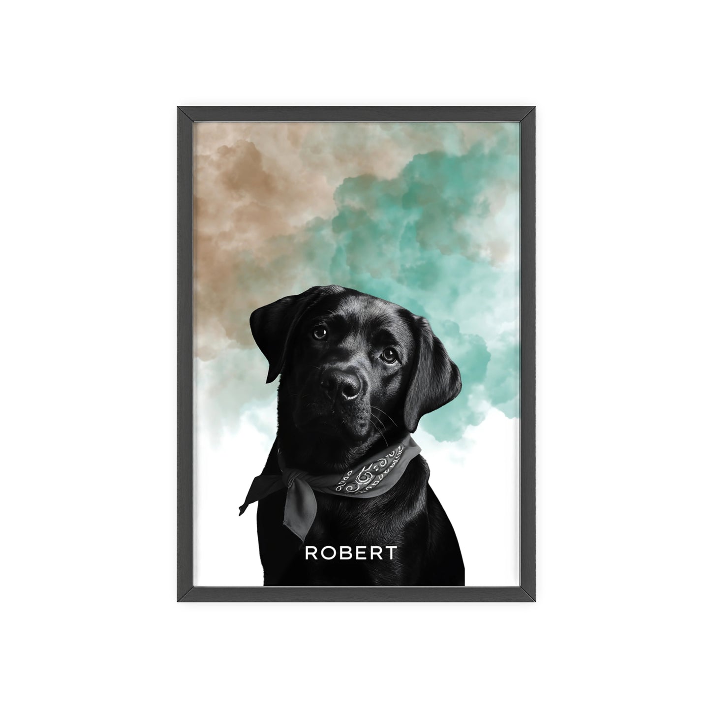 Custom Pet Portrait Poster with Wooden Frame