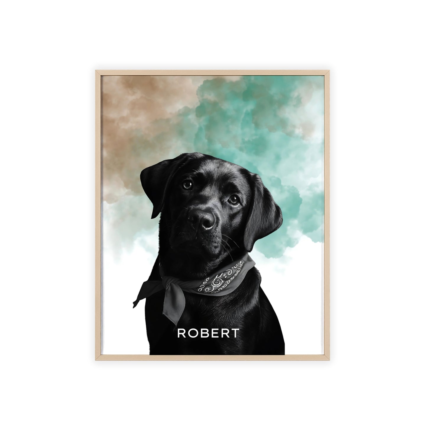 Custom Pet Portrait Poster with Wooden Frame