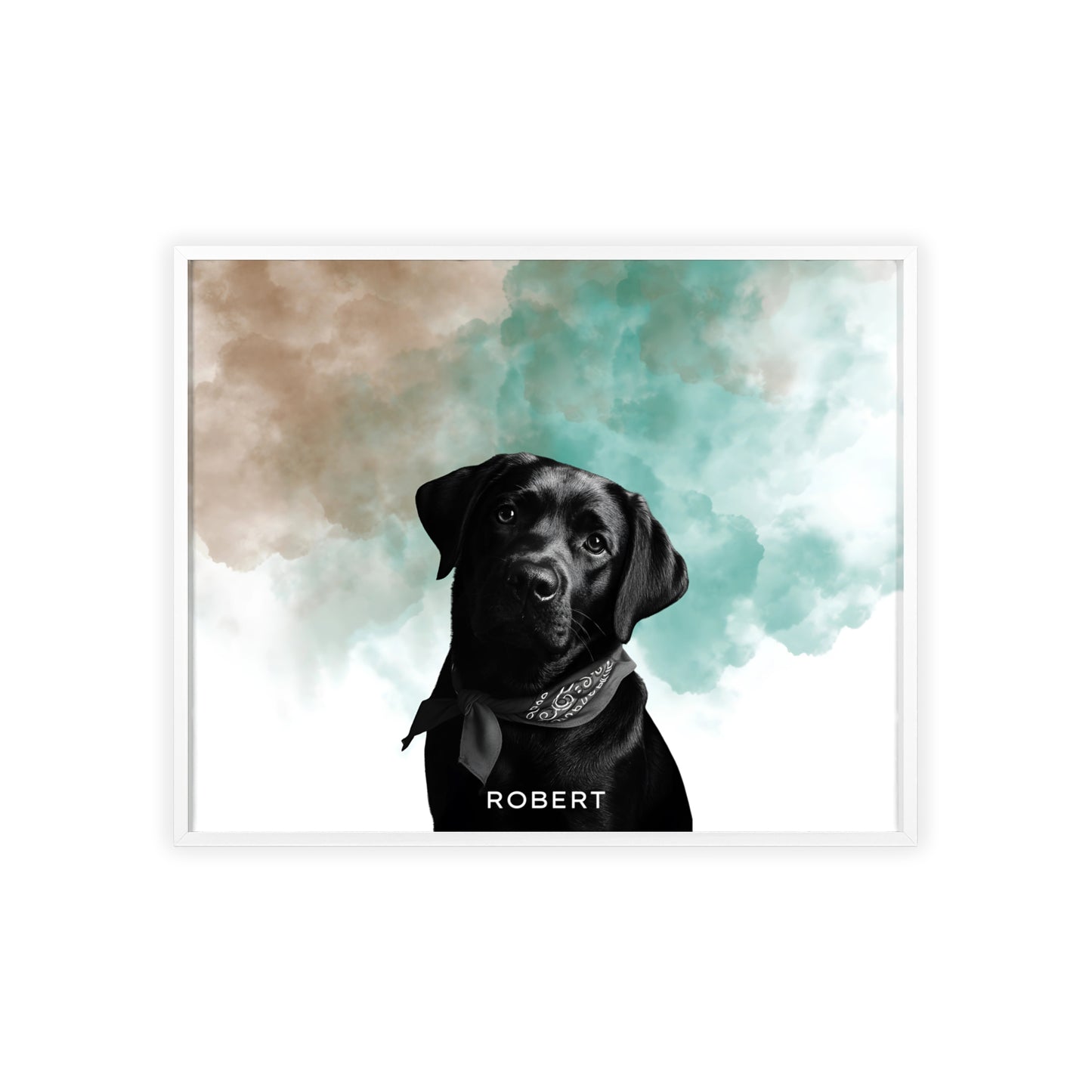 Custom Pet Portrait Poster with Wooden Frame