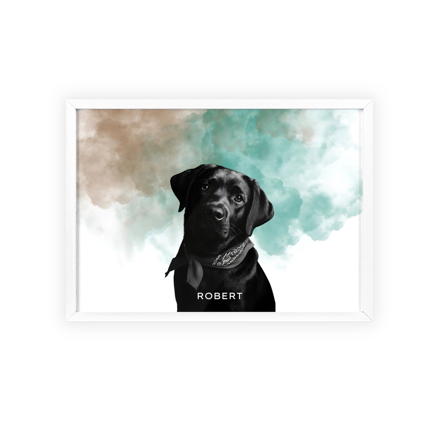 Custom Pet Portrait Poster with Wooden Frame