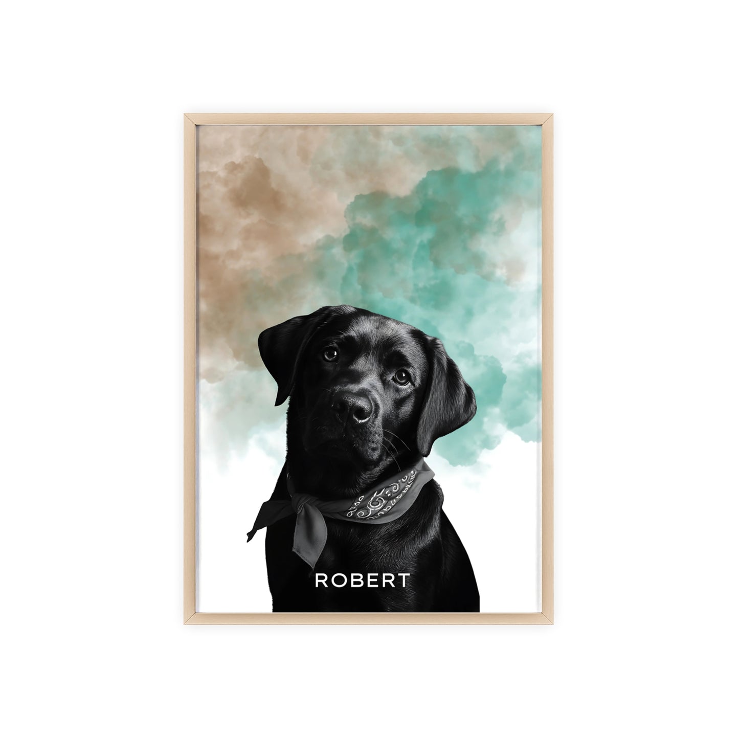 Custom Pet Portrait Poster with Wooden Frame