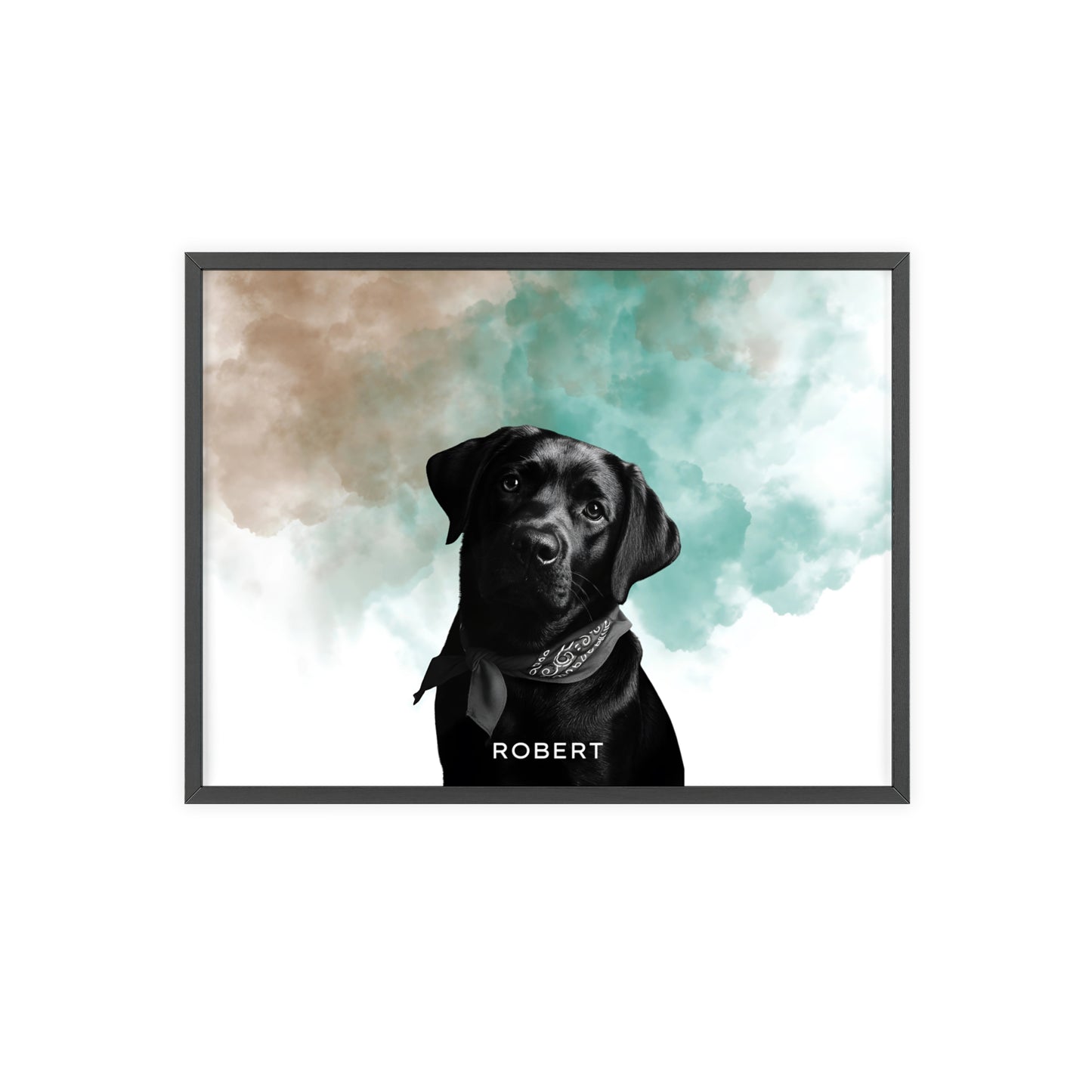 Custom Pet Portrait Poster with Wooden Frame