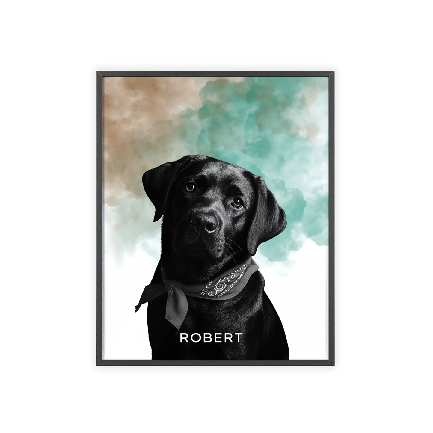 Custom Pet Portrait Poster with Wooden Frame