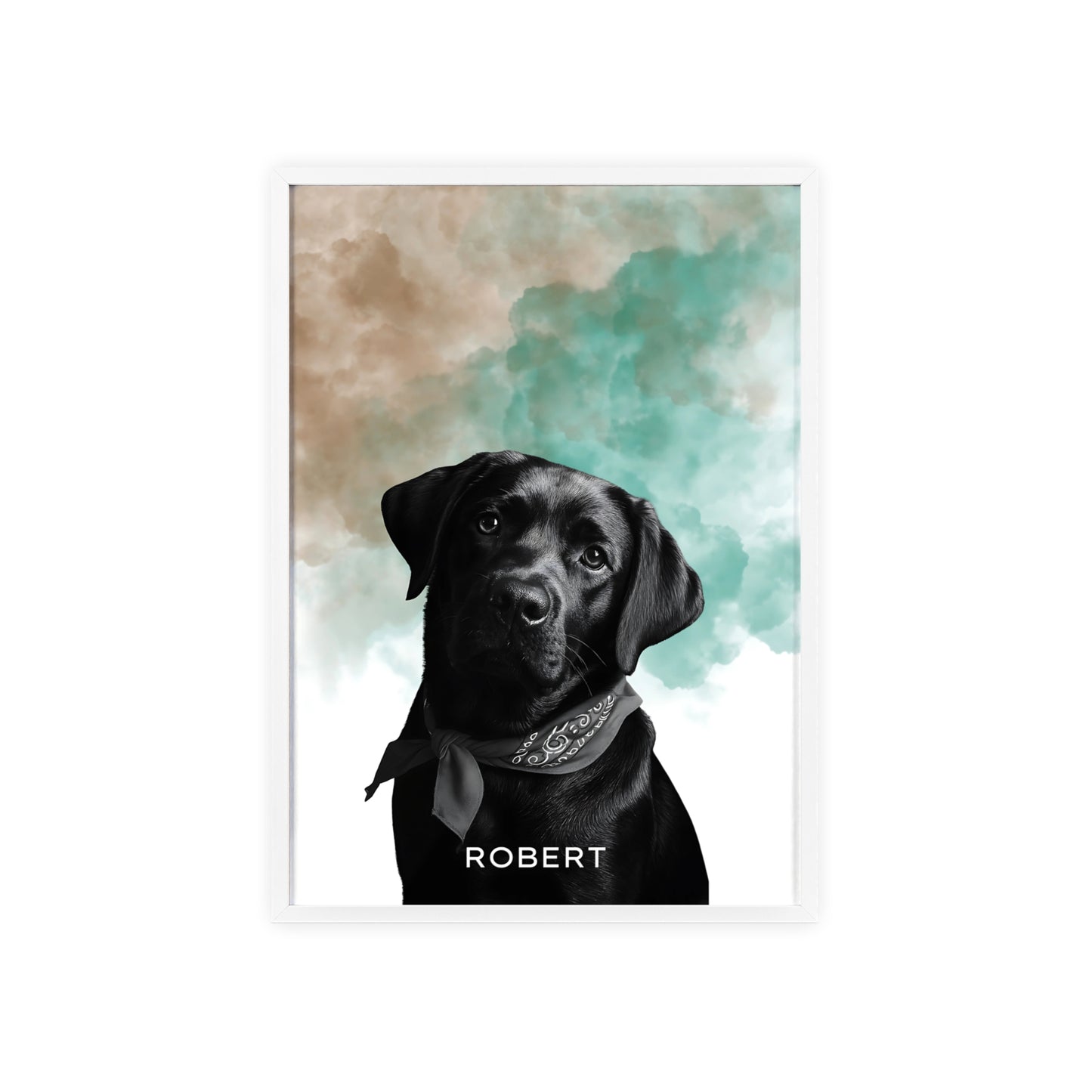 Custom Pet Portrait Poster with Wooden Frame