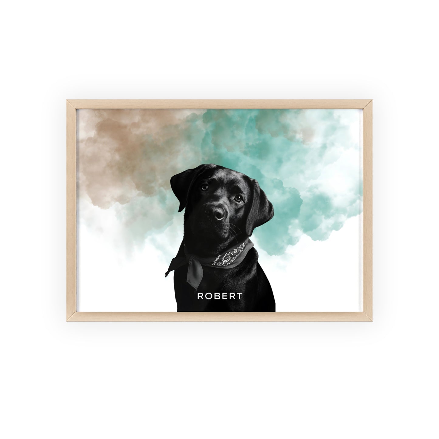Custom Pet Portrait Poster with Wooden Frame