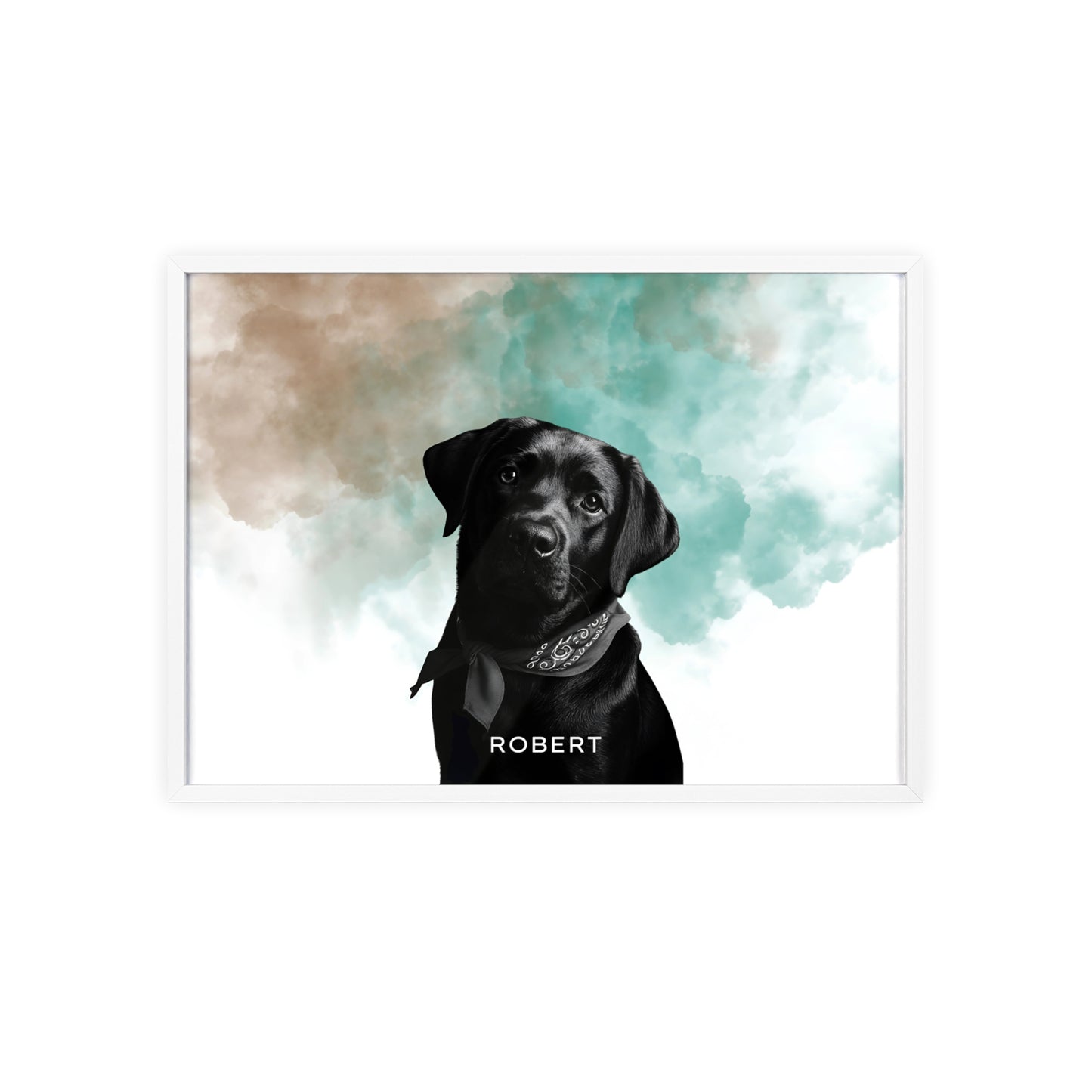Custom Pet Portrait Poster with Wooden Frame