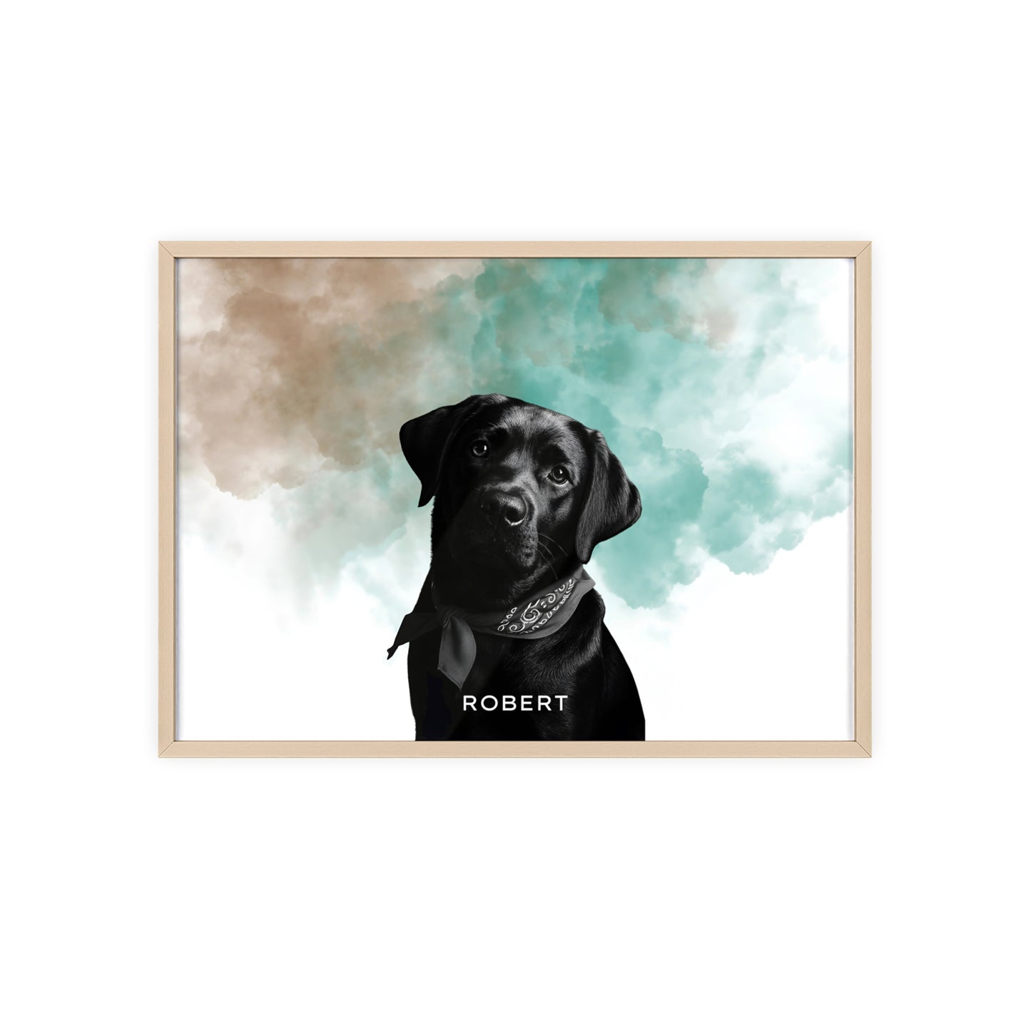 Custom Pet Portrait Poster with Wooden Frame
