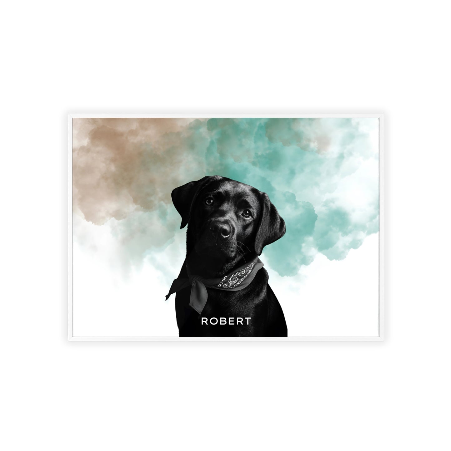 Custom Pet Portrait Poster with Wooden Frame