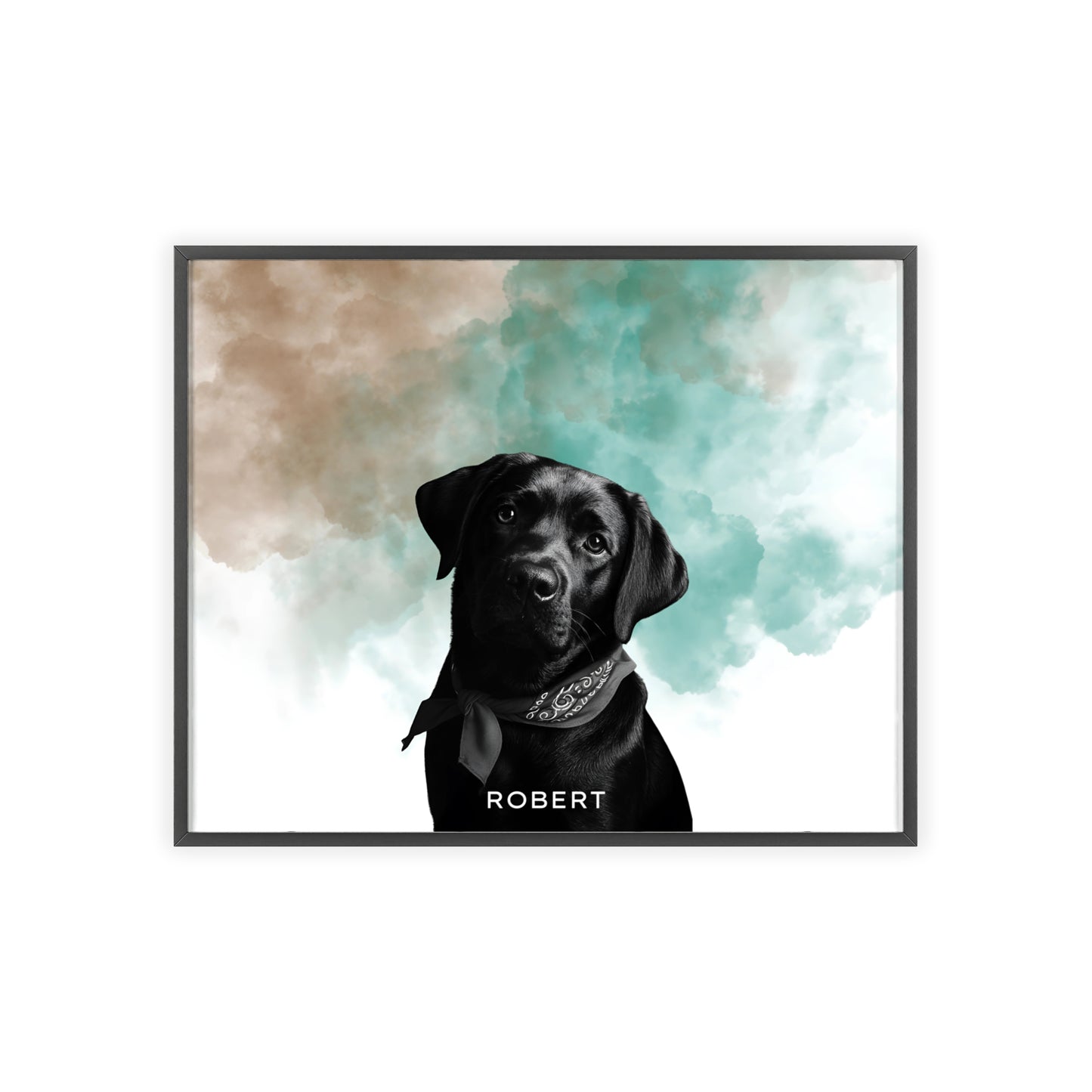 Custom Pet Portrait Poster with Wooden Frame