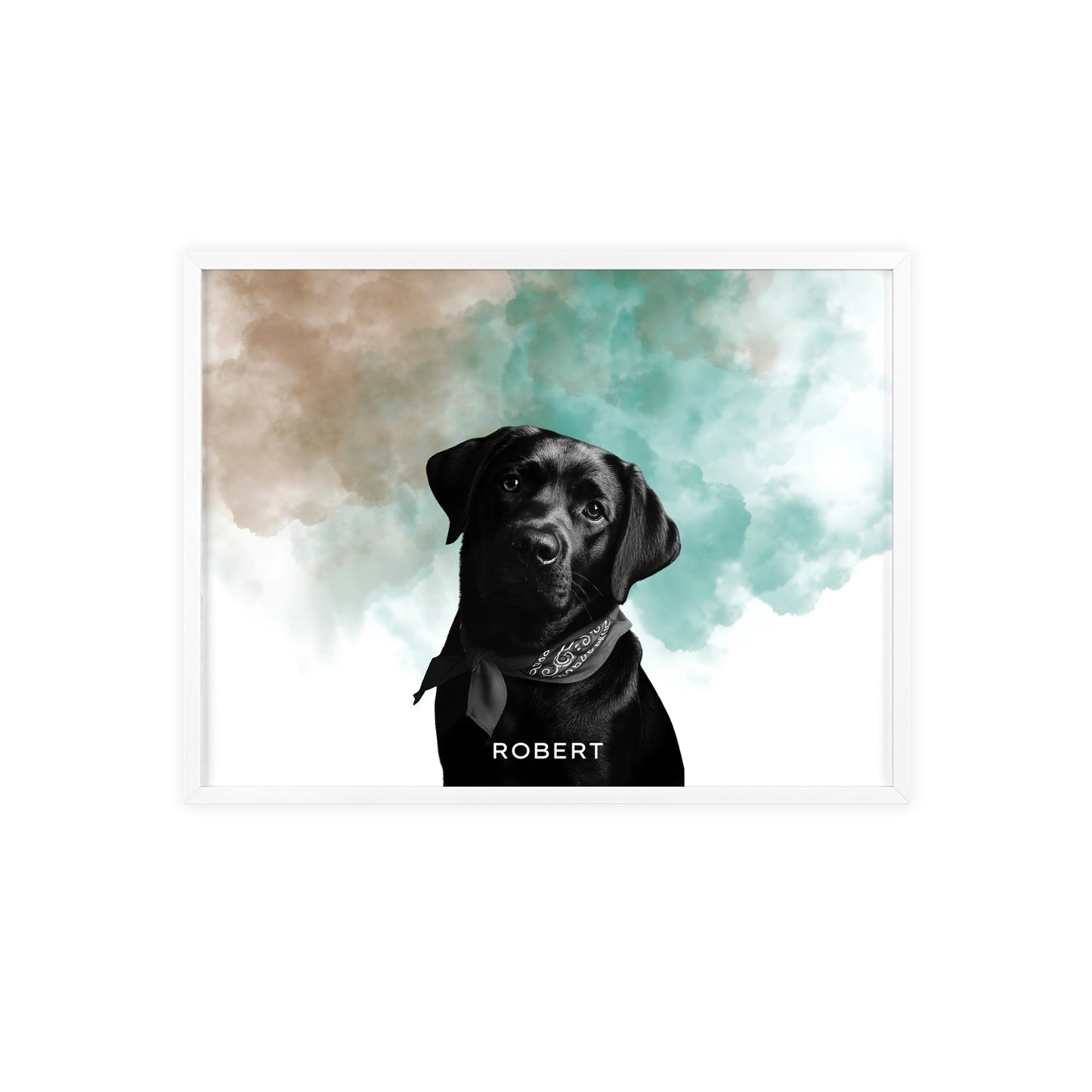 Custom Pet Portrait Poster with Wooden Frame