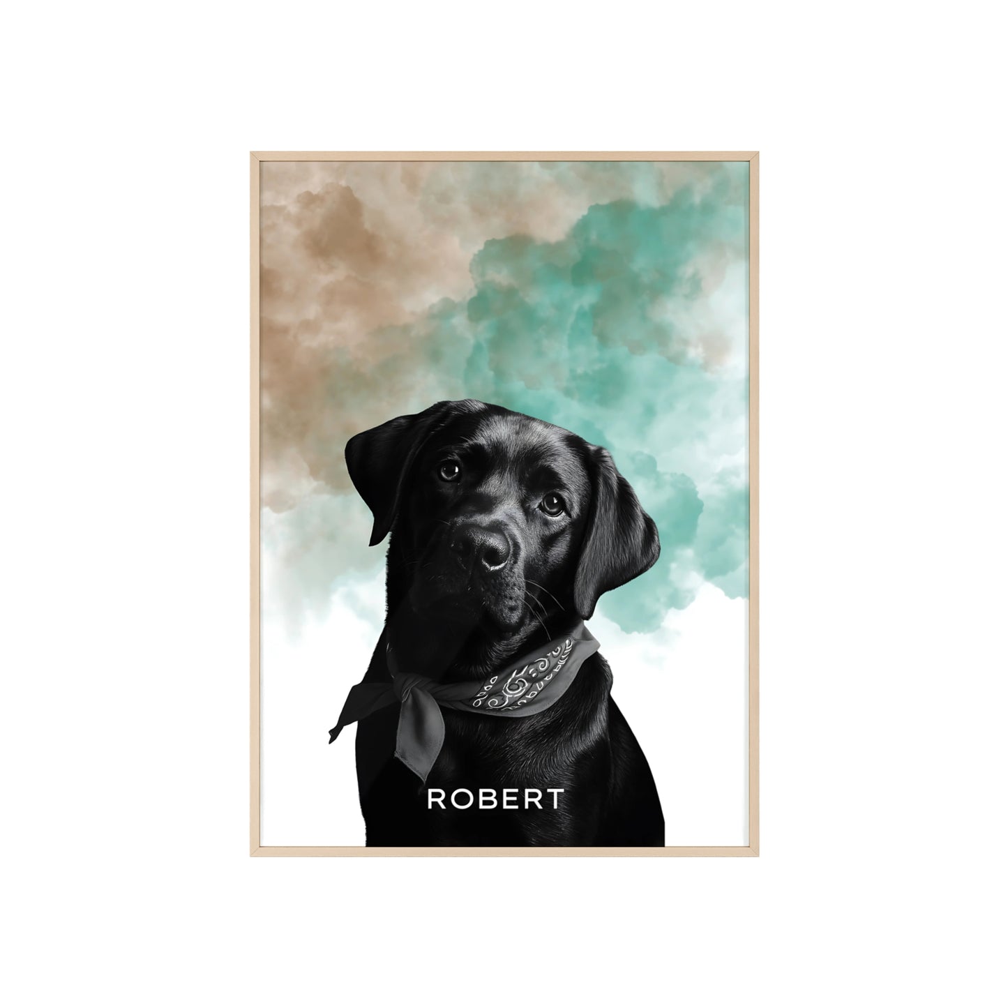 Custom Pet Portrait Poster with Wooden Frame