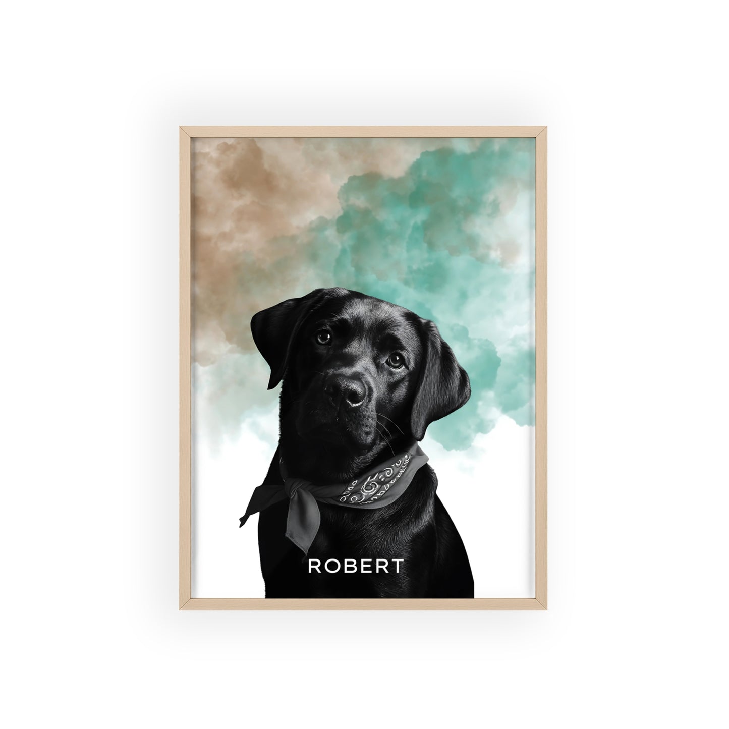 Custom Pet Portrait Poster with Wooden Frame