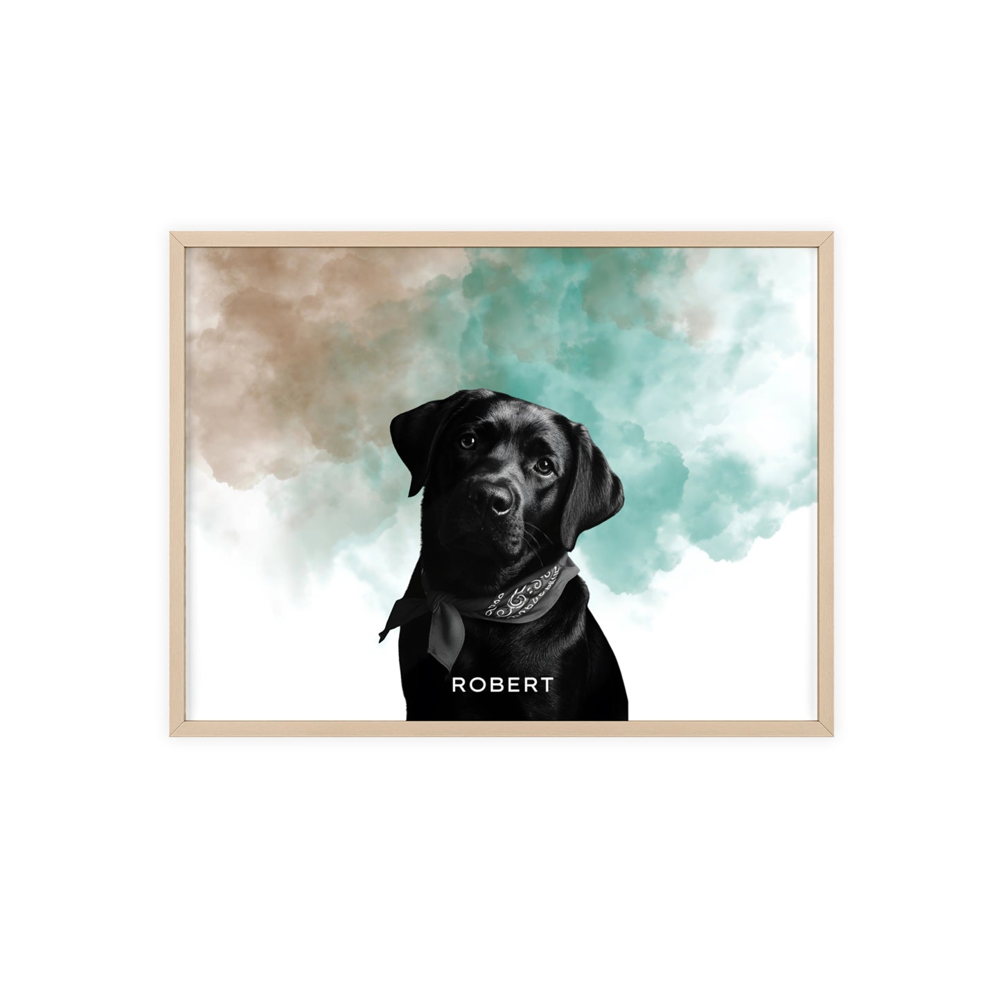 Custom Pet Portrait Poster with Wooden Frame