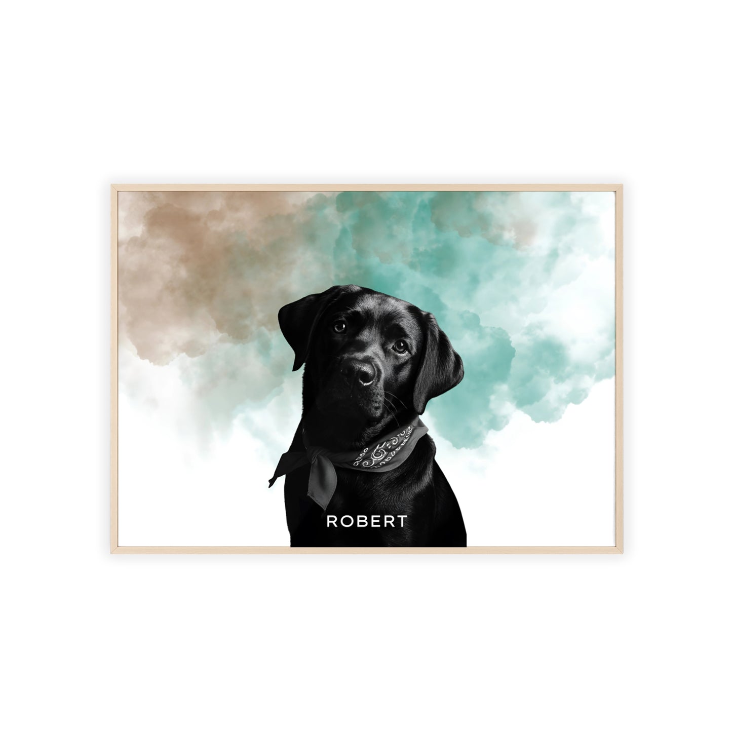 Custom Pet Portrait Poster with Wooden Frame
