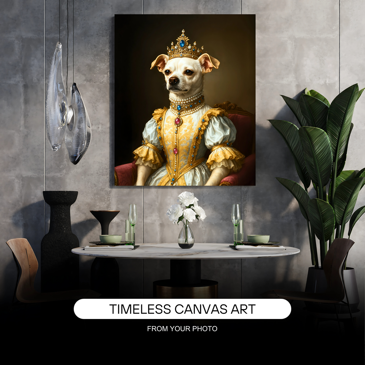 Custom Elegant Pet Canvas Art - Female