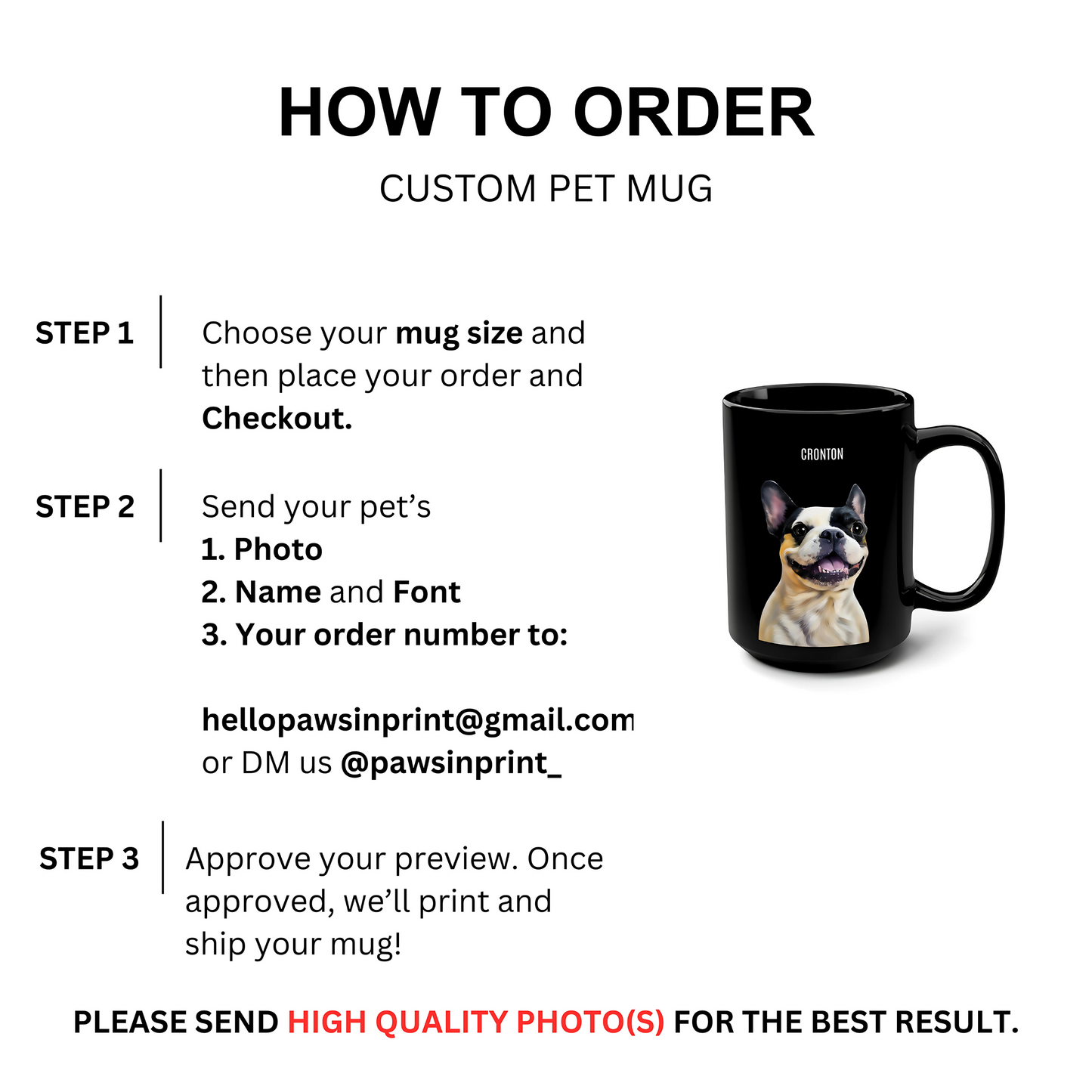 Personalized Black Mug - 15 Oz Coffee Cup for Pet Lovers