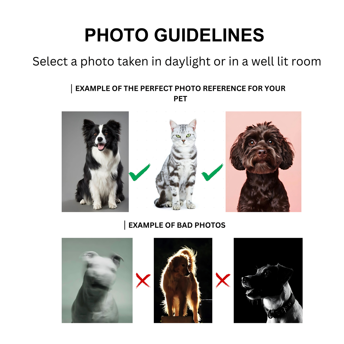 Custom Pet Portrait Poster with Wooden Frame