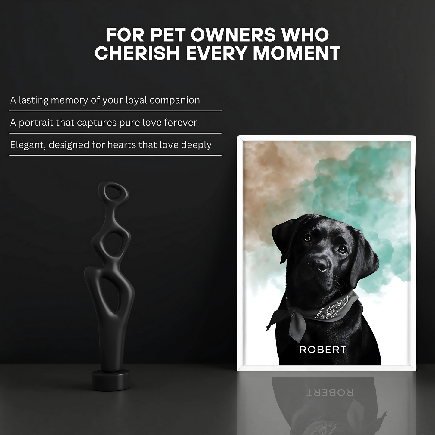 Custom Pet Portrait Poster with Wooden Frame