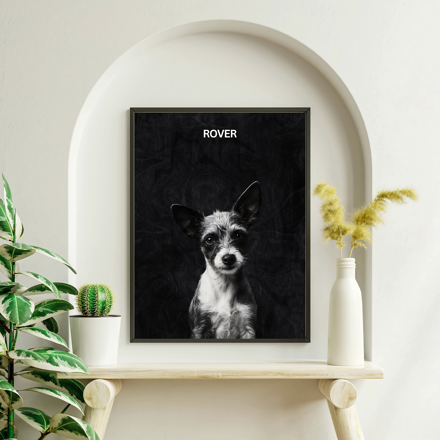 Personalized Pet Wall Art with Wooden Frame, Custom Dog Portrait, Home Decor for Animal Lovers, Gifts for Dog Owners, Unique Dog Artwork