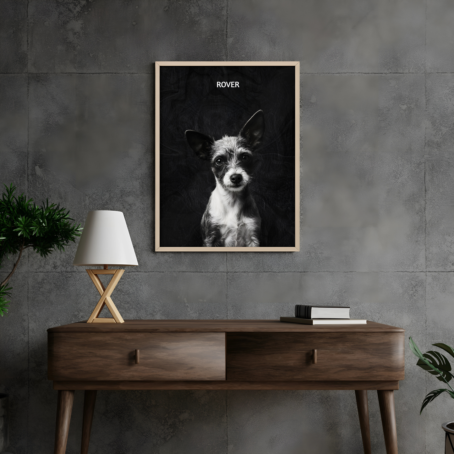 Personalized Pet Wall Art with Wooden Frame, Custom Dog Portrait, Home Decor for Animal Lovers, Gifts for Dog Owners, Unique Dog Artwork