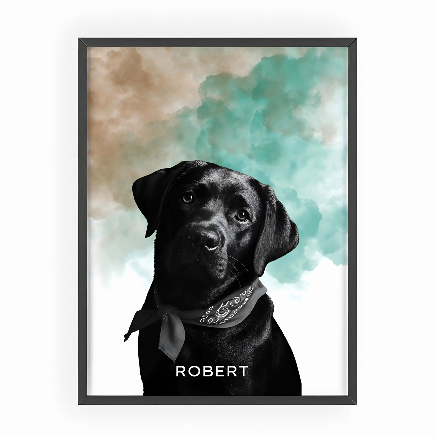 Custom Pet Portrait Poster with Wooden Frame